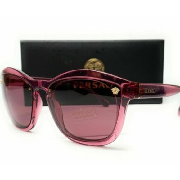 Versace Women's Transparent Dark Violet Sunglasses